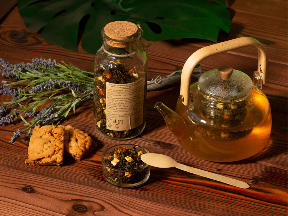 Чай зеленый, с соком ананаса и кусочками яблока/облепихи Чай зеленый, с соком ананаса и кусочками яблока/облепихи — изображение 4