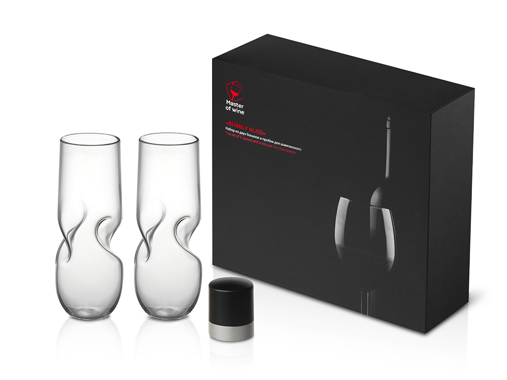 Набор из двух бокалов и пробки для шампанского «Bubbly Bliss» Набор из двух бокалов и пробки для шампанского «Bubbly Bliss»