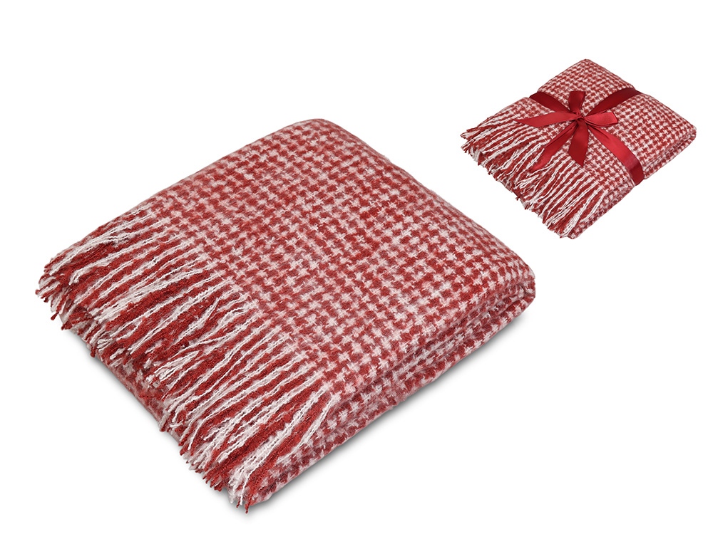 Плед акриловый «Harp» 180 х 130 см - белый/бордо Плед акриловый «Harp» 180 х 130 см - белый/бордо