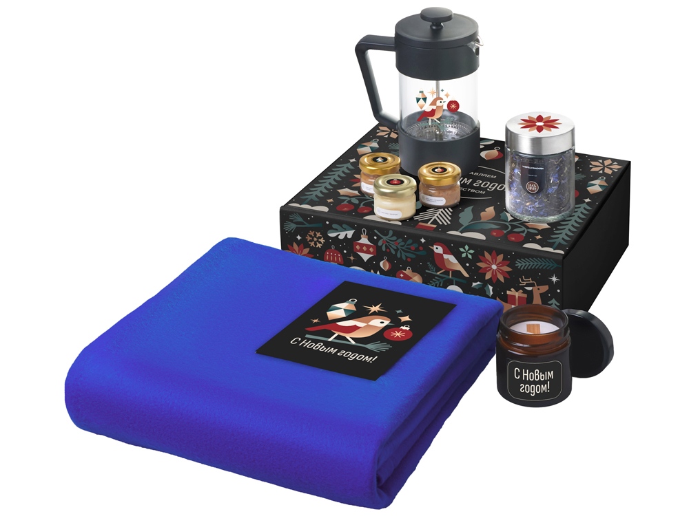 Подарочный набор «Re:Moments» с пледом, френчпрессом и медом Подарочный набор «Re:Moments» с пледом, френчпрессом и медом