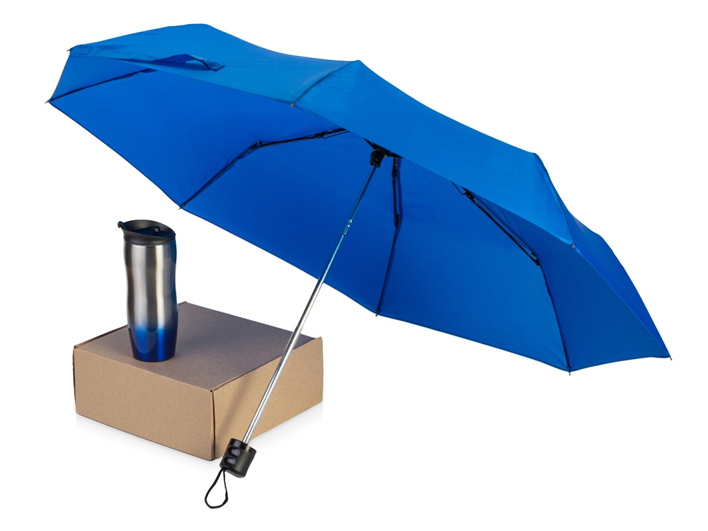 Подарочный набор «On the go» с термокружкой и зонтом Подарочный набор «On the go» с термокружкой и зонтом