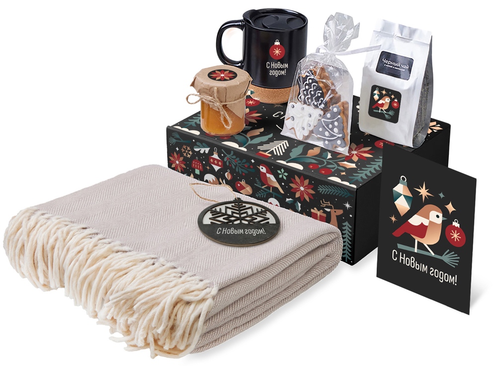 Подарочный набор «Re:Nest» с пледом, кружкой и вареньем Подарочный набор «Re:Nest» с пледом, кружкой и вареньем