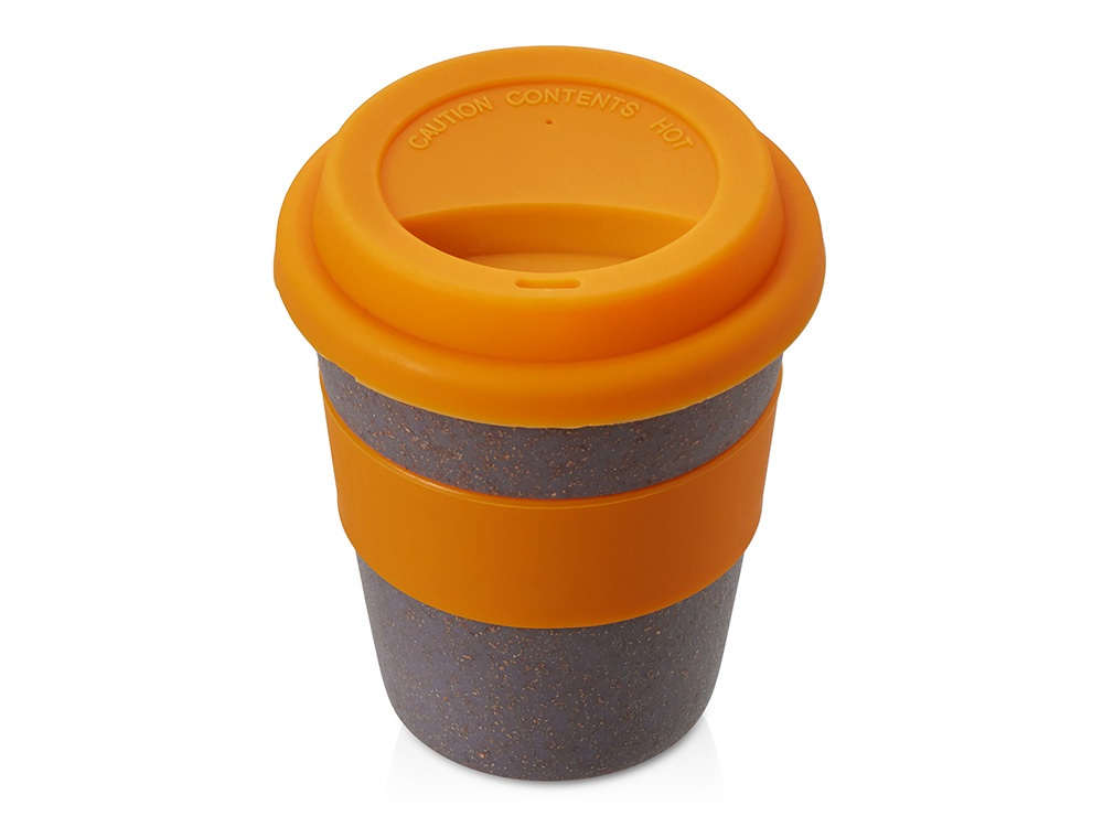 Стакан из бамбукового волокна «Café» - серо-коричневый/оранжевый