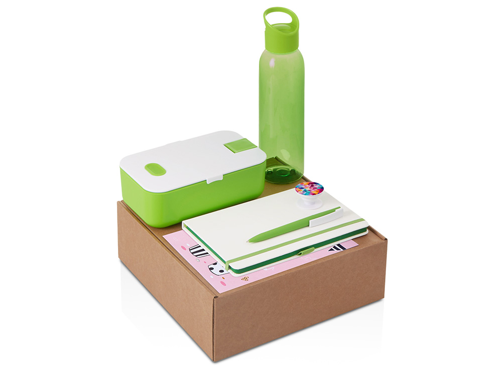 Набор «Bitetime» с бутылкой для воды, блокнотом, ручкой и ланчбоксом Набор «Bitetime» с бутылкой для воды, блокнотом, ручкой и ланчбоксом