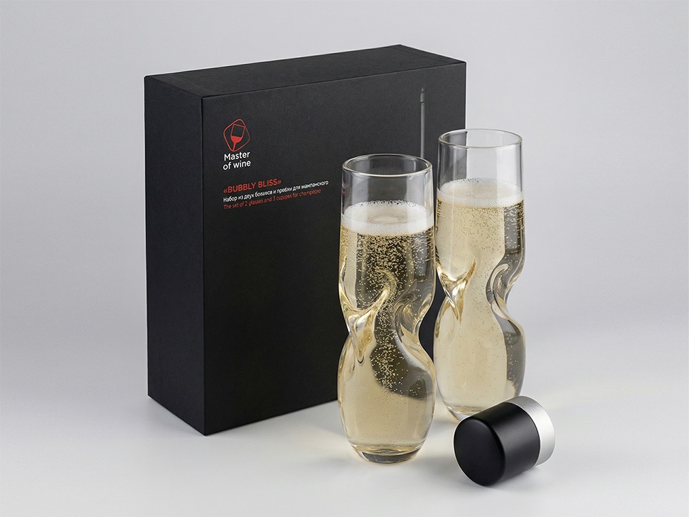 Набор из двух бокалов и пробки для шампанского «Bubbly Bliss» Набор из двух бокалов и пробки для шампанского «Bubbly Bliss»