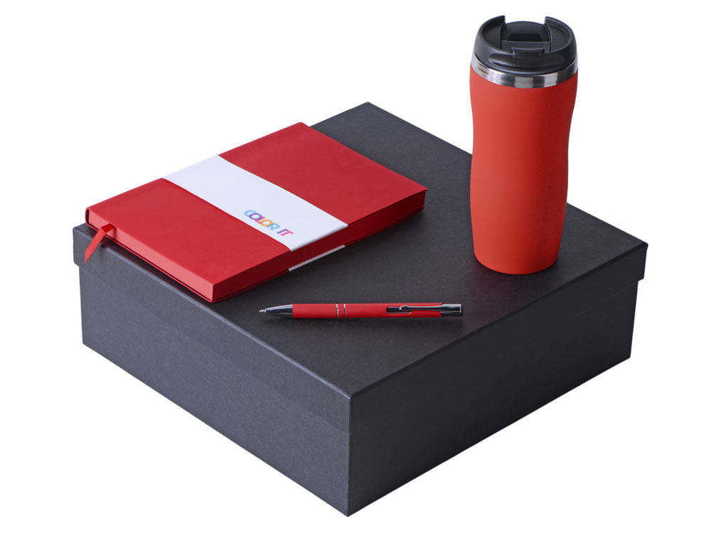 Подарочный набор "Color it" с блокнотом, металлической ручкой и термокружкой Подарочный набор "Color it" с блокнотом, металлической ручкой и термокружкой