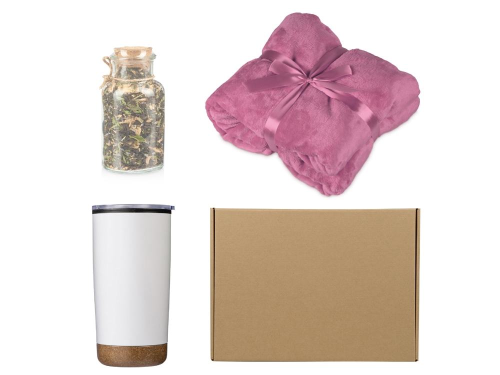 Подарочный набор с пледом, термокружкой и чаем Подарочный набор с пледом, термокружкой и чаем