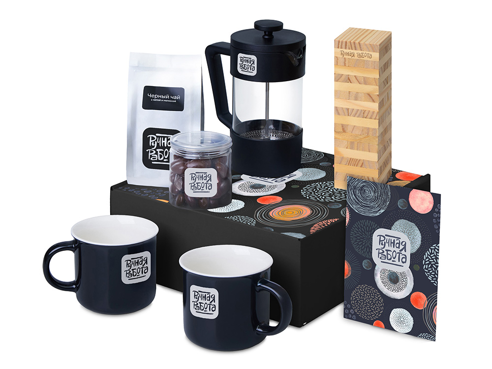 Подарочный набор «Re:y. Together» с френчпрессом, кружками и дженгой Подарочный набор «Re:y. Together» с френчпрессом, кружками и дженгой