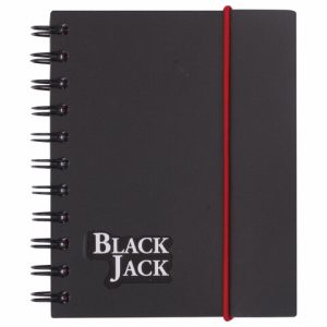 Блокнот МАЛЫЙ ФОРМАТ А6, 105х148 мм, 150 л., гребень, пластик, клетка, BRAUBERG, "Black Jack", 125388