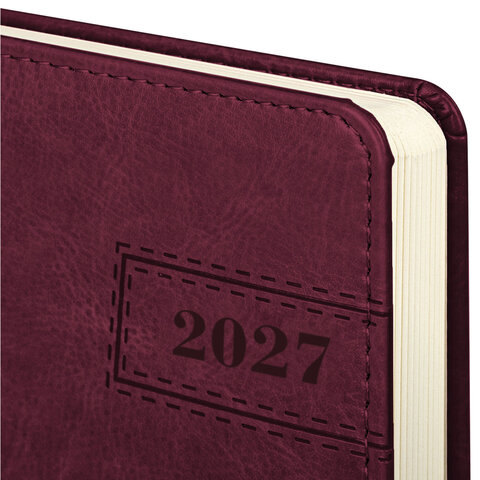 Ежедневник датированный 2027, А5, 138x213 мм, BRAUBERG "Imperial", под кожу, бордовый, 117905 Ежедневник датированный 2027, А5, 138x213 мм, BRAUBERG "Imperial", под кожу, бордовый, 117905 — изображение 3