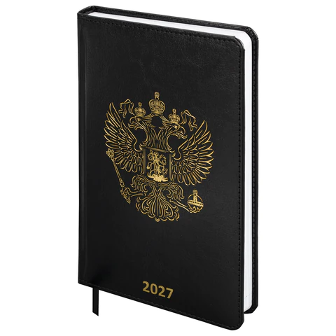 Ежедневник датированный 2027, А5, 138х213 мм, BRAUBERG "State", под кожу, черный, 118044 Ежедневник датированный 2027, А5, 138х213 мм, BRAUBERG "State", под кожу, черный, 118044