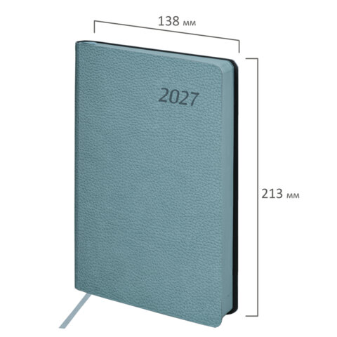 Ежедневник датированный 2027, А5, 138x213 мм, BRAUBERG "Stylish", под кожу, гибкий, серо-голубой, 117975 Ежедневник датированный 2027, А5, 138x213 мм, BRAUBERG "Stylish", под кожу, гибкий, серо-голубой, 117975 — изображение 2