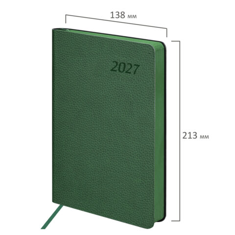 Ежедневник датированный 2027, А5, 138x213 мм, BRAUBERG "Stylish", под кожу, гибкий, темно-зелёный, 117972 Ежедневник датированный 2027, А5, 138x213 мм, BRAUBERG "Stylish", под кожу, гибкий, темно-зелёный, 117972 — изображение 2