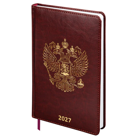 Ежедневник датированный 2027, А5, 138х213 мм, BRAUBERG "State", под кожу, коричневый, 118041 Ежедневник датированный 2027, А5, 138х213 мм, BRAUBERG "State", под кожу, коричневый, 118041